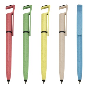 Caneta com estojo fibra de bambu Fibra de bambu  personalizado com dtf uv   